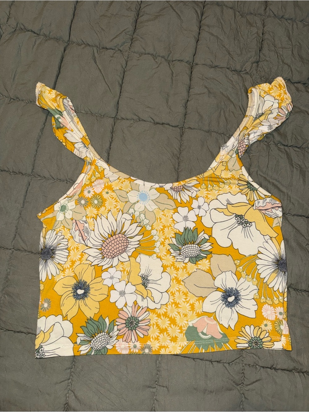 O’Neill Floral Scoop Neck Crop Tank Top EUC Small